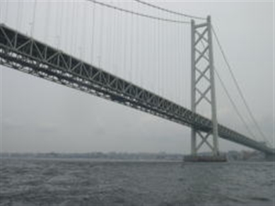 タコ釣り　船　明石海峡大橋